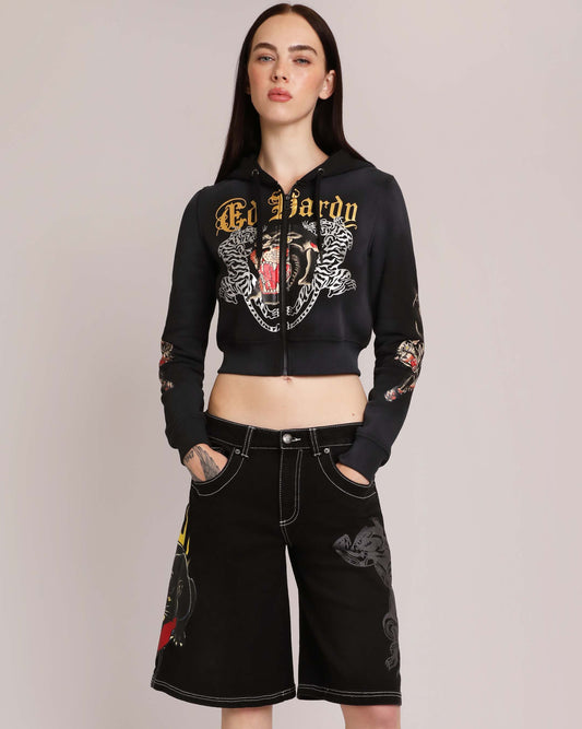 Panther Cropped Zip Hoodie  | Ed Hardy