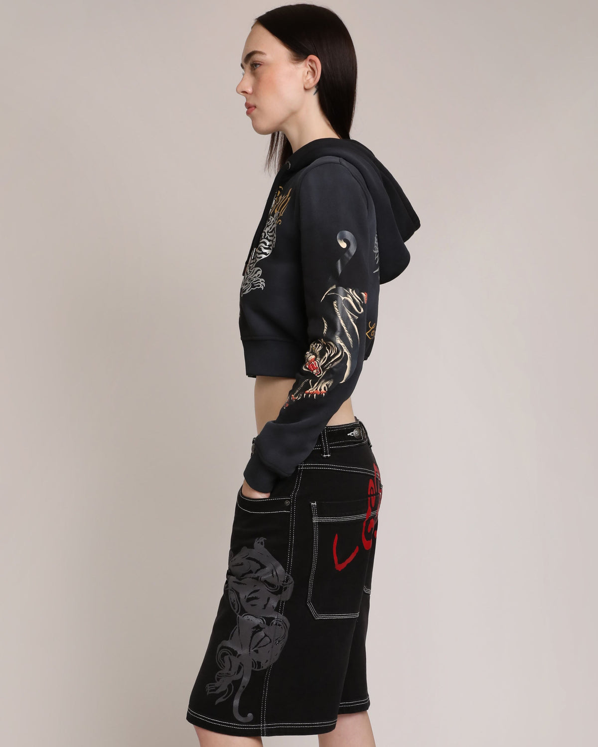 Panther Cropped Zip Hoodie  | Ed Hardy