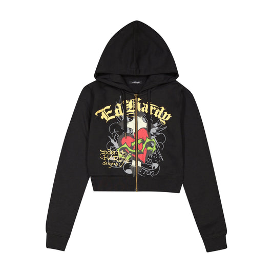 Sacred Heart Zip Front Hoodie BLACK | Ed Hardy