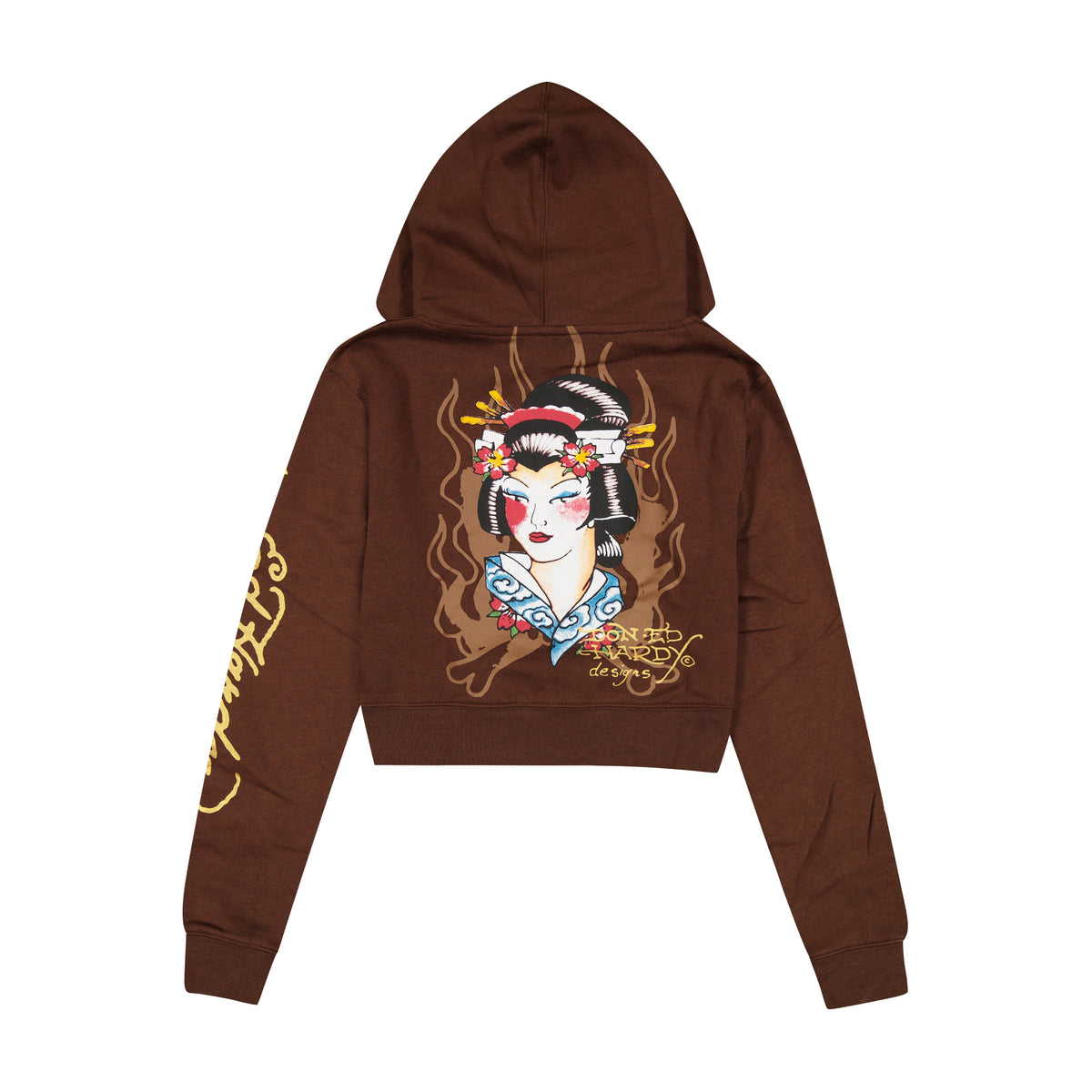 Koi Fish Y2K Zip Front Hoodie COCOA | Ed Hardy