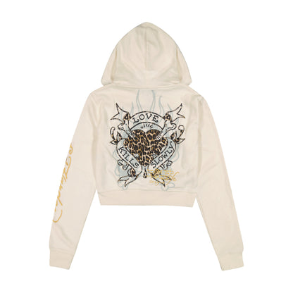 LKS Skull Zip Front Hoodie IVORY | Ed Hardy