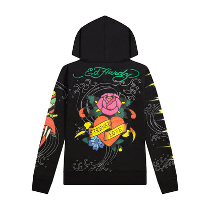 Pink Panther Long Fleece Hoodie | Women's Y2K Hoodie | Ed Hardy BLACK | Ed Hardy