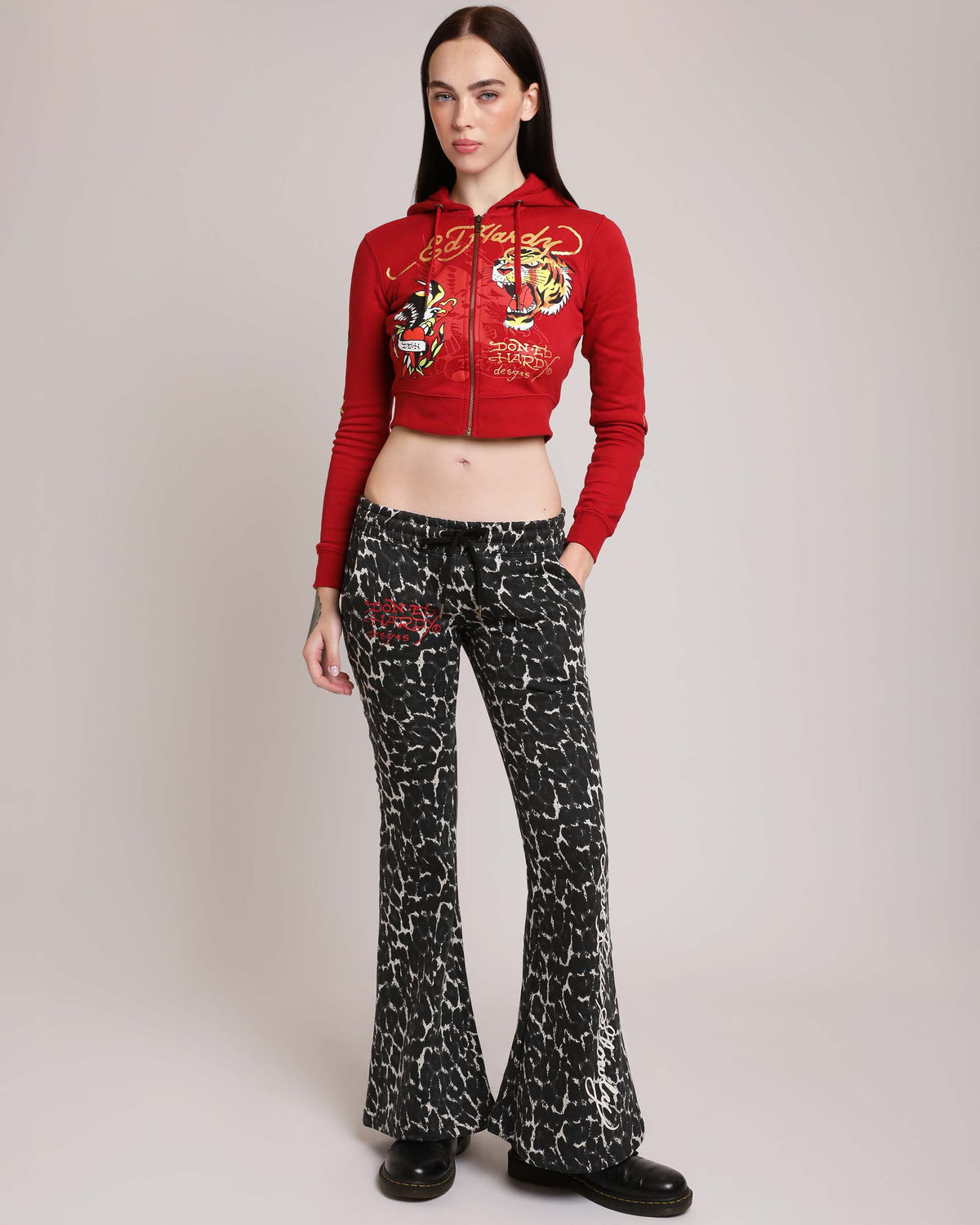 Eagle Tiger Zip Front Hoodie DEEP RED | Ed Hardy