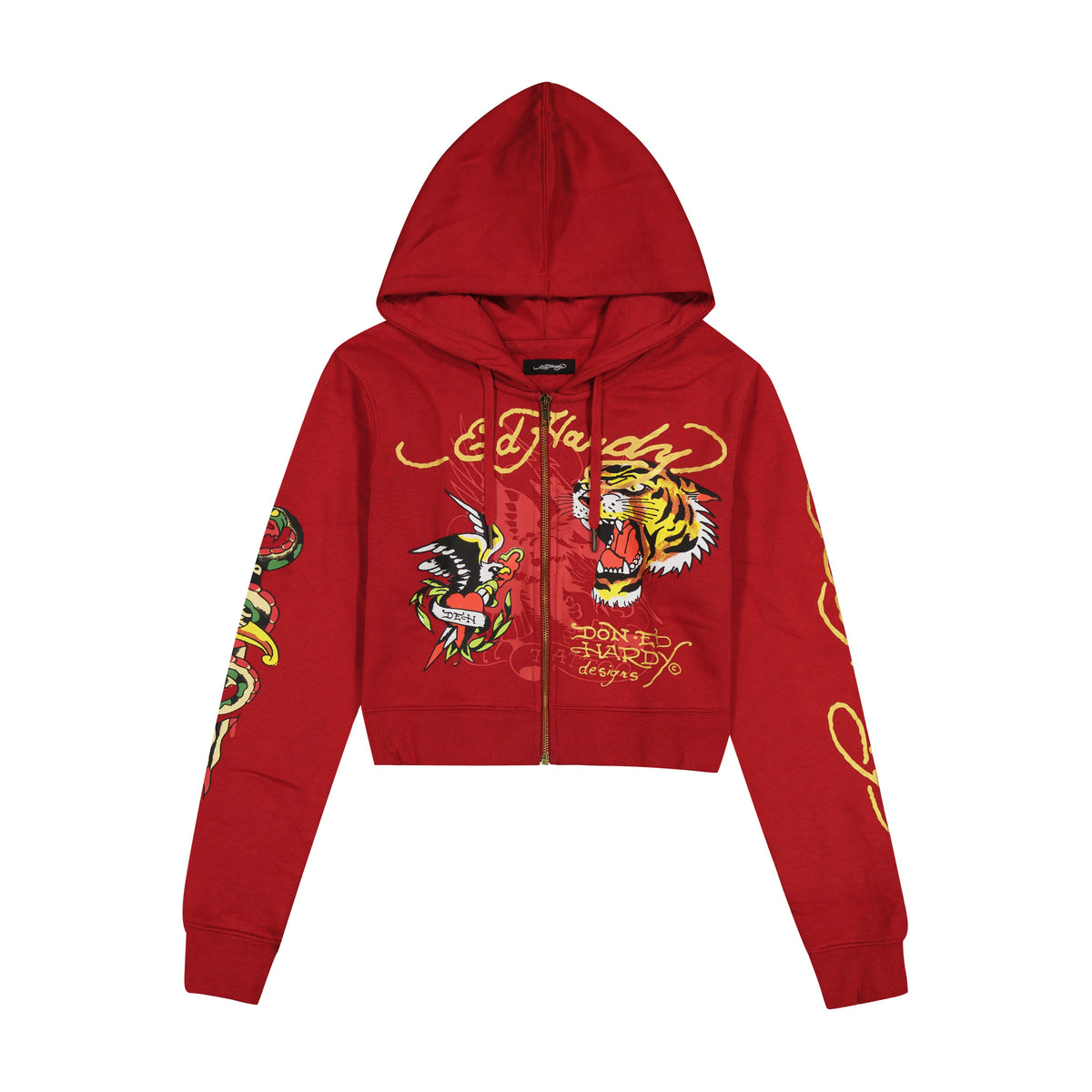 Eagle Tiger Zip Front Hoodie DEEP RED | Ed Hardy