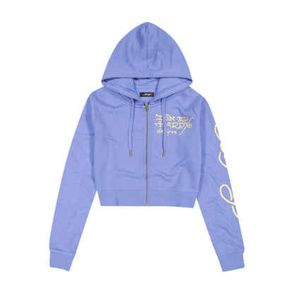 Tiger Lotus Zip Front Hoodie PALE BLUE | Ed Hardy