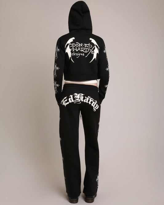 Crosses Zip Front Hoodie BLACK | Ed Hardy
