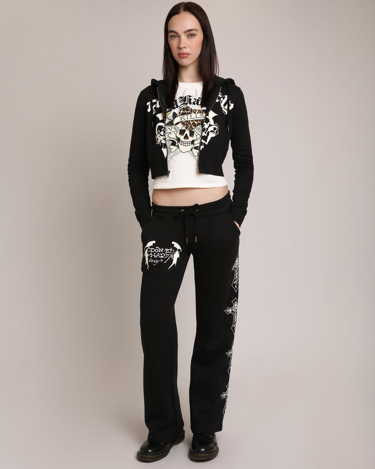Crosses Zip Front Hoodie BLACK | Ed Hardy