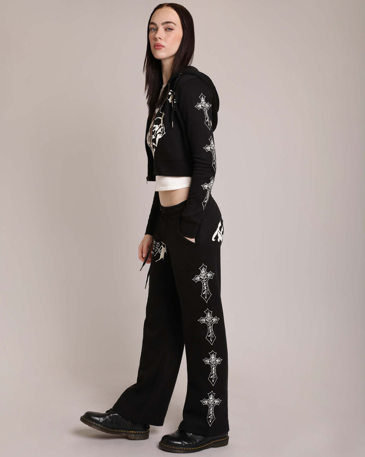 Crosses Zip Front Hoodie BLACK | Ed Hardy