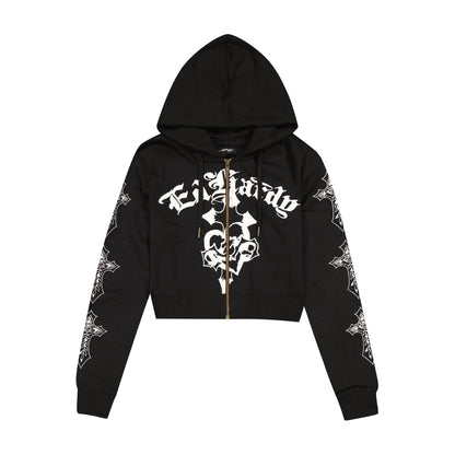 Crosses Zip Front Hoodie BLACK | Ed Hardy