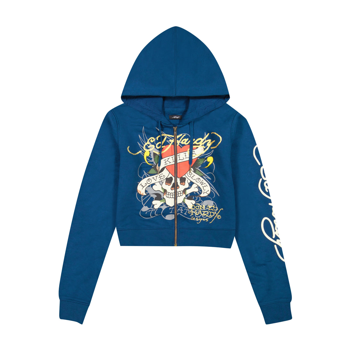 LKS Skull Zip Front Hoodie SAPPHIRE | Ed Hardy