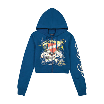 LKS Skull Zip Front Hoodie SAPPHIRE | Ed Hardy