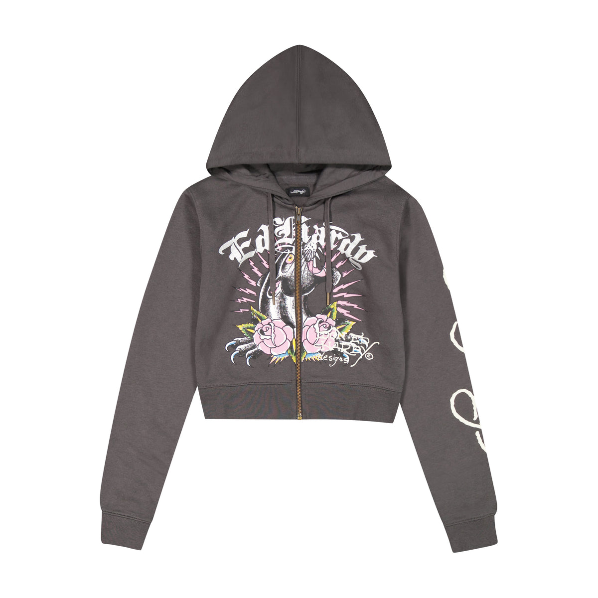 Panther Zip Front Hoodie CHARCOAL | Ed Hardy