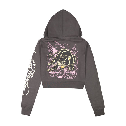 Panther Zip Front Hoodie CHARCOAL | Ed Hardy