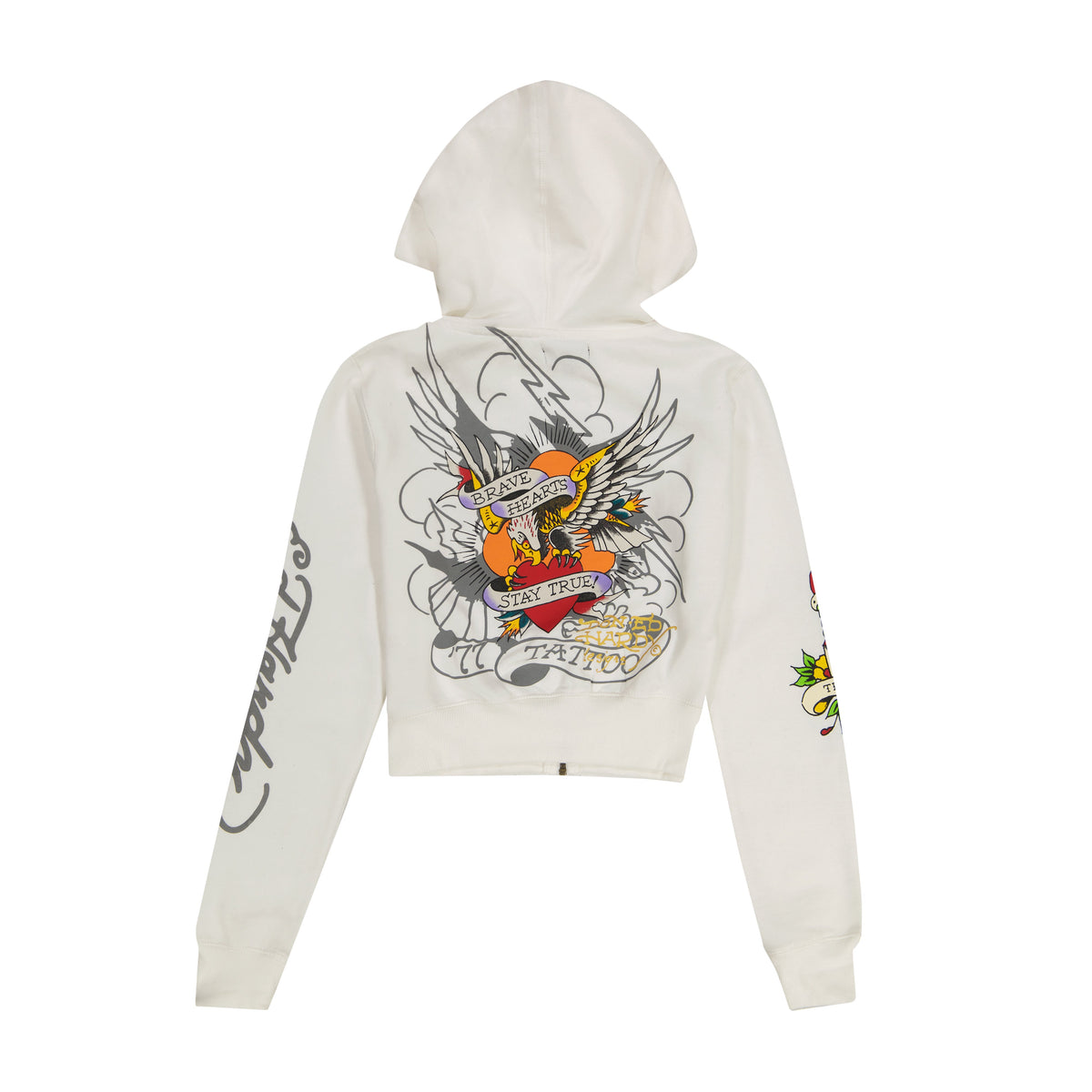 Brave Eagle Cropped Hoodie - White WHITE | Ed Hardy