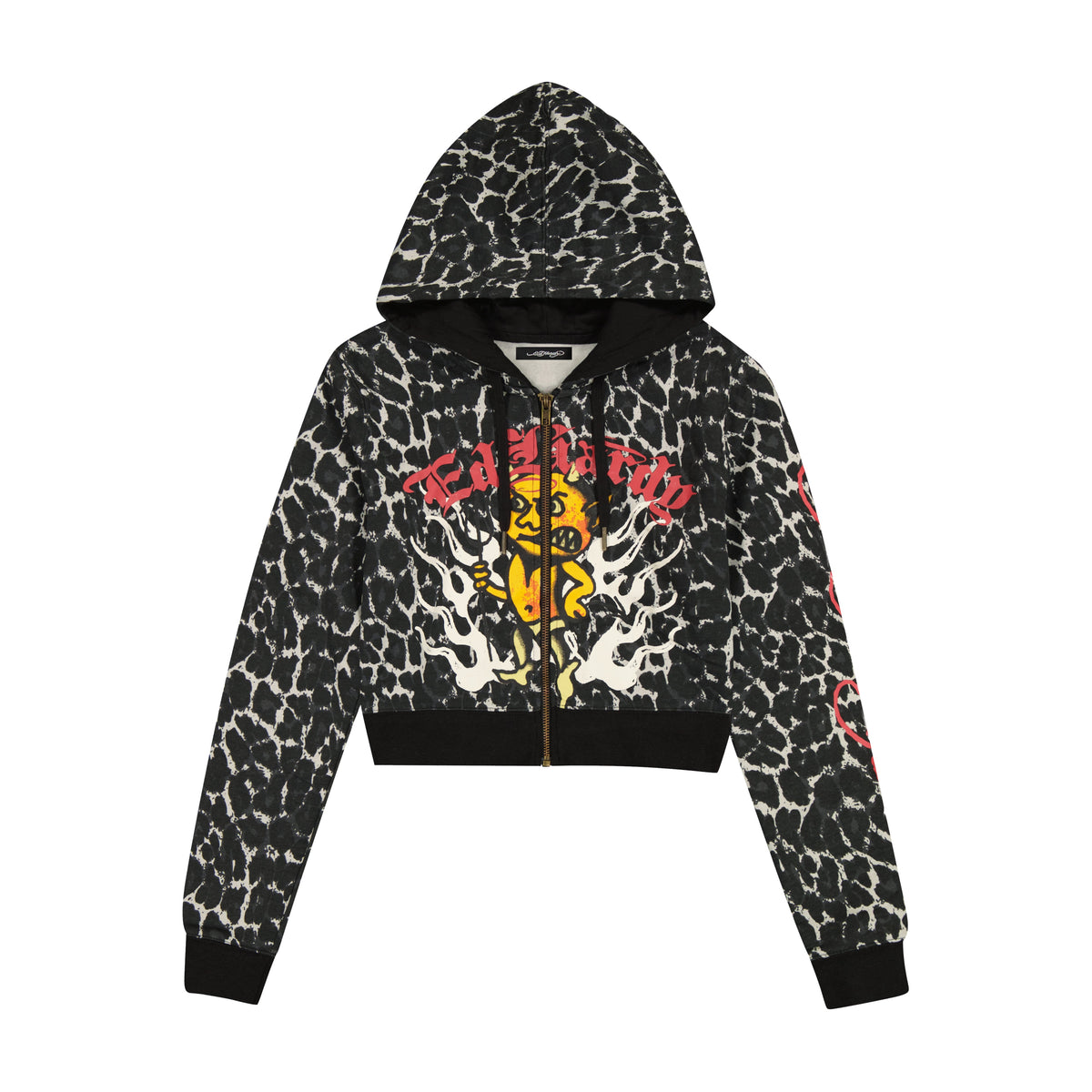 Baby Devil Zip Front Hoodie BLACK LEOPARD | Ed Hardy