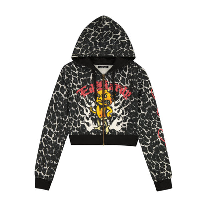 Baby Devil Zip Front Hoodie BLACK LEOPARD | Ed Hardy