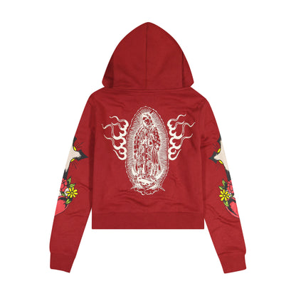 Sacred Heart Zip Front Hoodie (Relaxed) DARK CHERRY | Ed Hardy