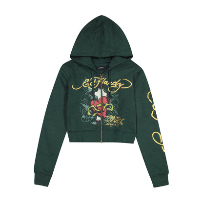 Sacred Heart Zip Front Hoodie HUNTER | Ed Hardy