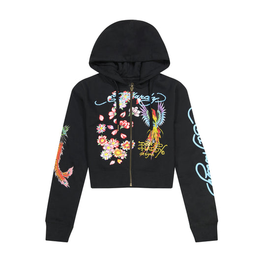 Phoenix Cropped Hoodie - Black BLACK | Ed Hardy