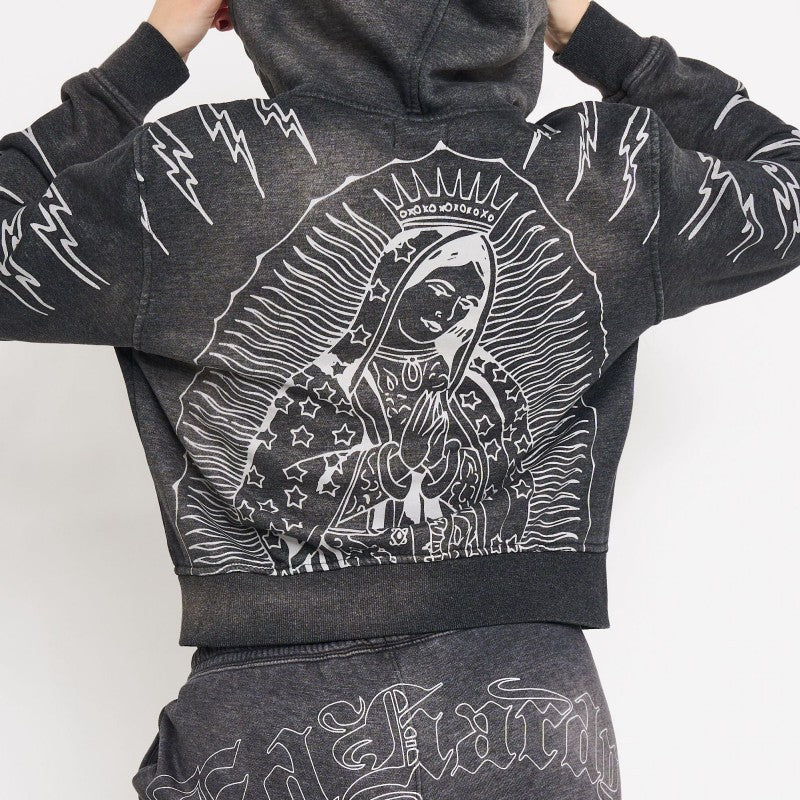 Mary Relaxed Zip Front Hoodie MINERAL GREY | Ed Hardy