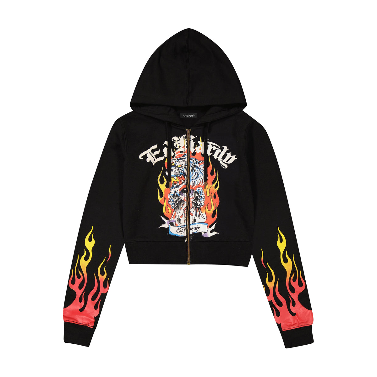 Tiger Flame Zip Front Hoodie BLACK | Ed Hardy