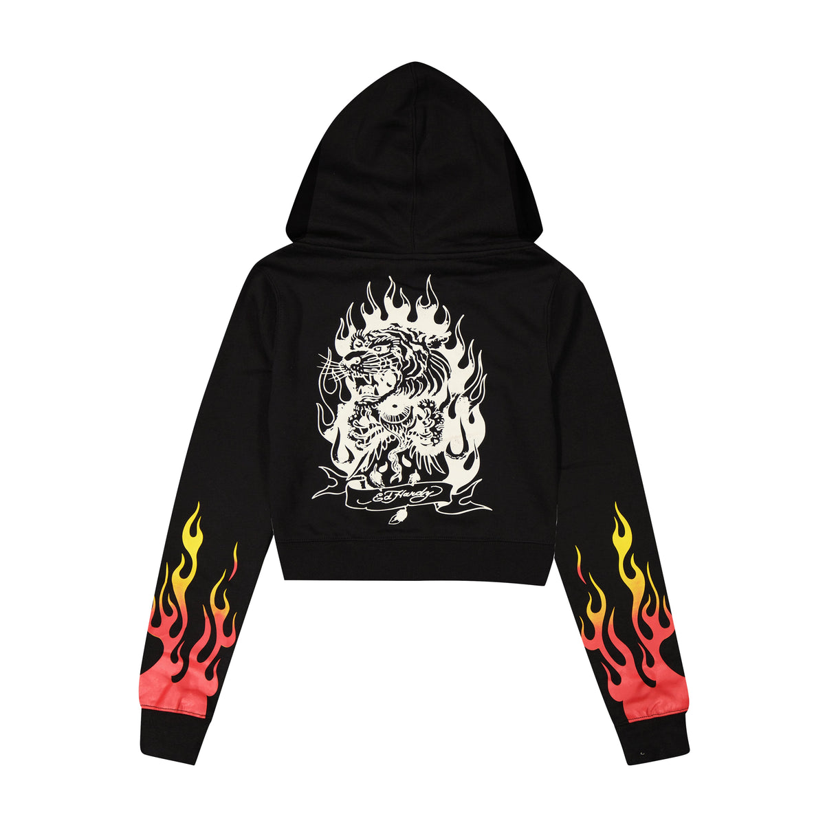 Tiger Flame Zip Front Hoodie BLACK | Ed Hardy