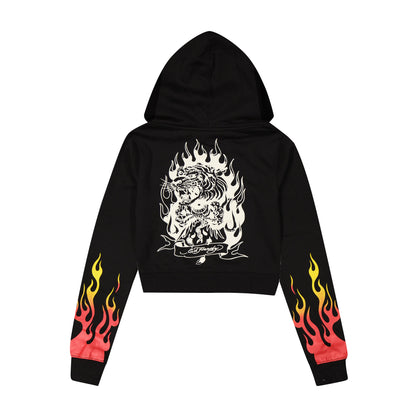 Tiger Flame Zip Front Hoodie BLACK | Ed Hardy