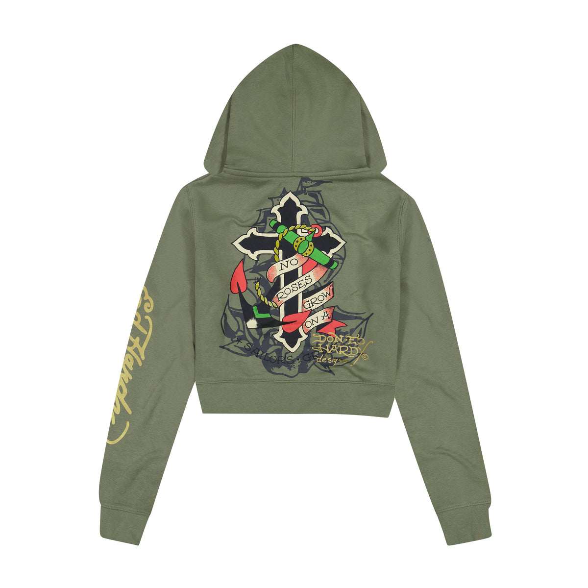 Hello Sailor Zip Front Hoodie LT OLIVE | Ed Hardy