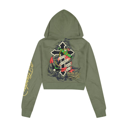 Hello Sailor Zip Front Hoodie LT OLIVE | Ed Hardy