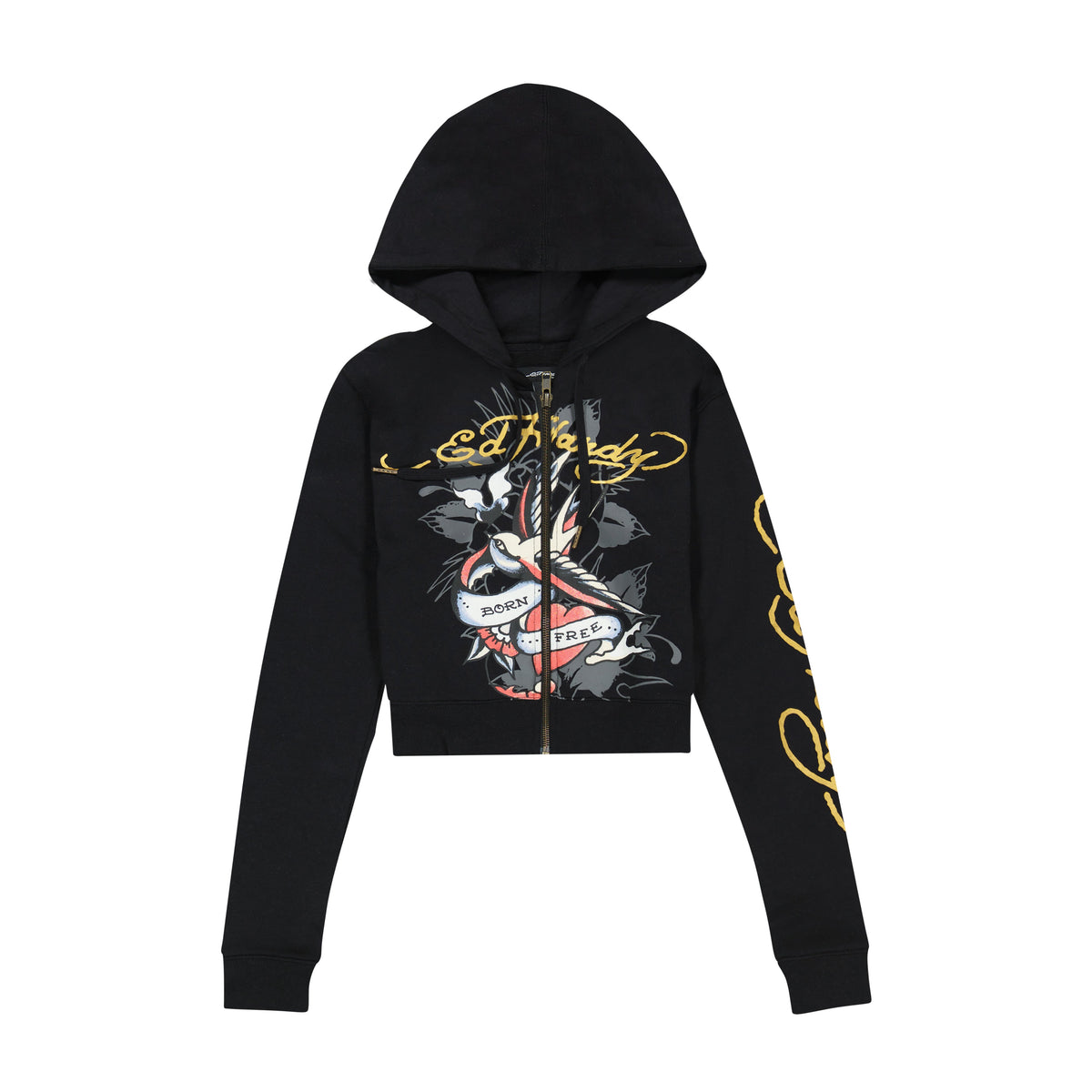 Swallow Cropped Hoodie BLACK | Ed Hardy