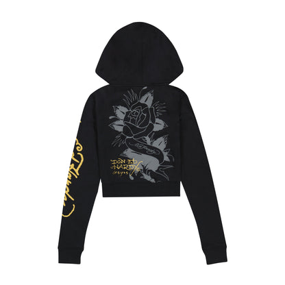 Swallow Cropped Hoodie BLACK | Ed Hardy