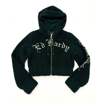 Mary Hooded Sherpa Zip Up Jacket HUNTER | Ed Hardy