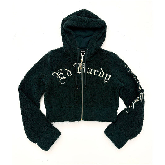 Mary Hooded Sherpa Zip Up Jacket HUNTER | Ed Hardy