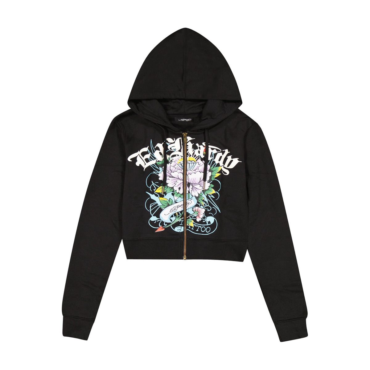 Ice Flower Zip Front Hoodie BLACK | Ed Hardy