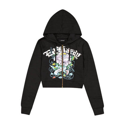 Ice Flower Zip Front Hoodie BLACK | Ed Hardy
