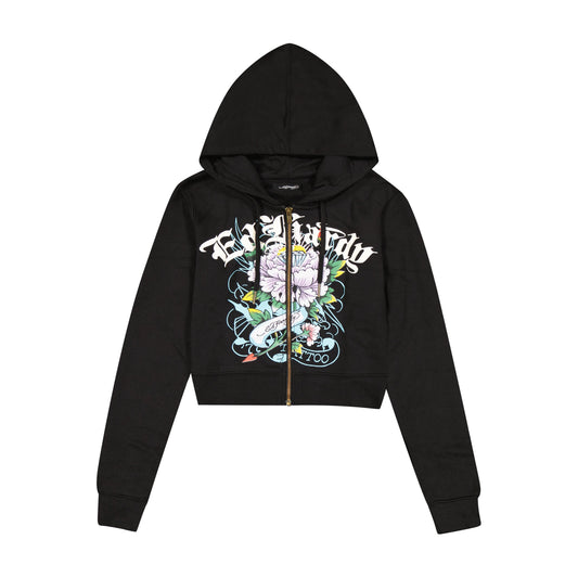 Ice Flower Zip Front Hoodie BLACK | Ed Hardy