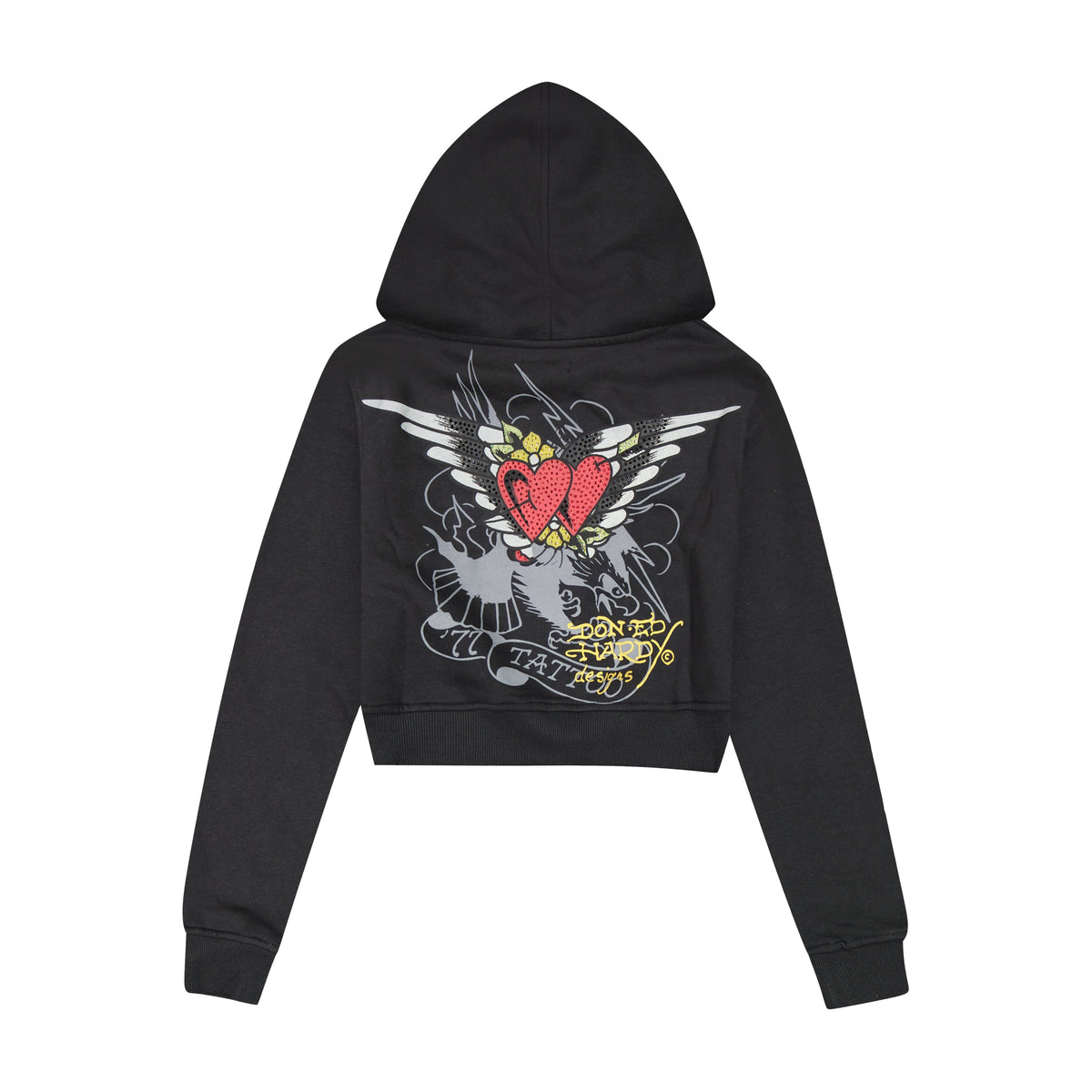 Sacred Heart Rhinestone Zip Front Hoodie BLACK | Ed Hardy