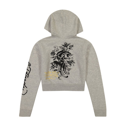 Heart Roses Zip Hoodie HEATHER GREY | Ed Hardy