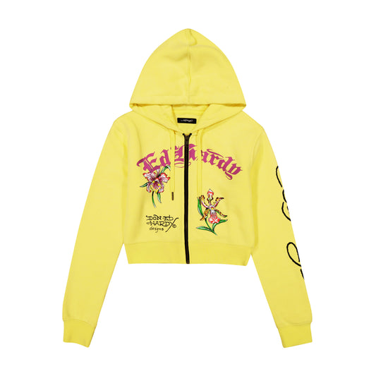 Phoenix Cropped Hoodie - Lemon LEMON | Ed Hardy