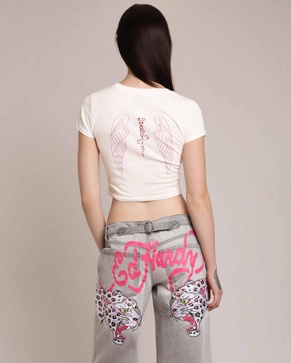 Mary Wings Baby Tee White | Ed Hardy