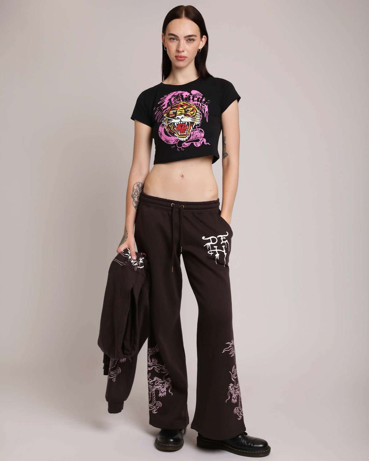 Retro Tiger Rhinestone Baby Tee  | Ed Hardy