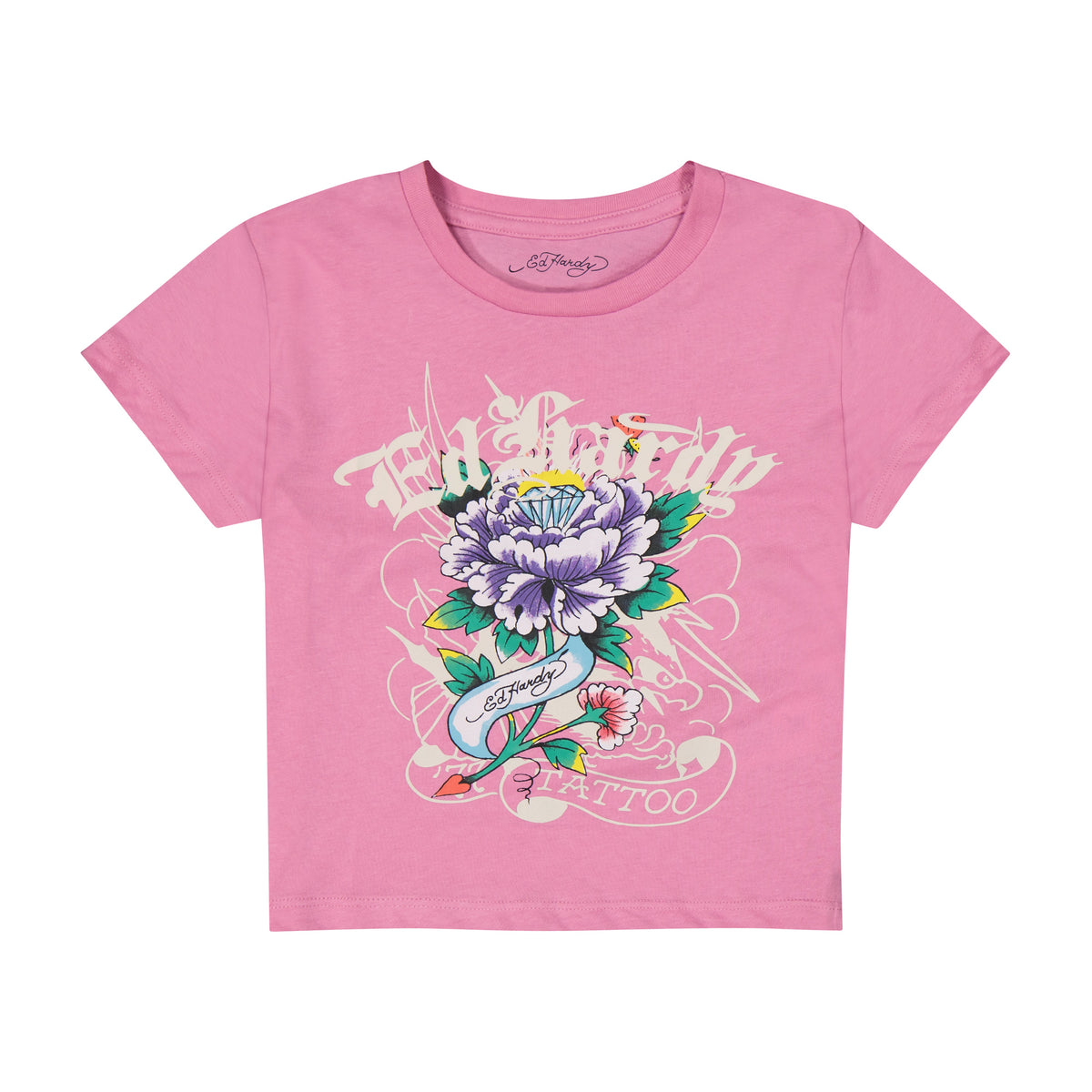 Flower Diamond Baby Tee ORCHID | Ed Hardy