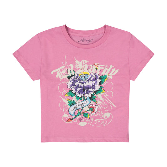 Flower Diamond Baby Tee ORCHID | Ed Hardy