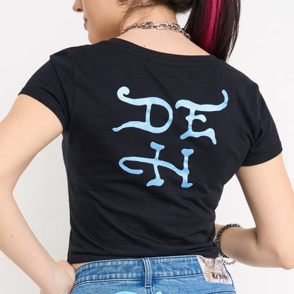 Skull Crosses Rhinestone Baby Tee | Women's Y2K Tee | Ed Hardy BLACK | Ed Hardy