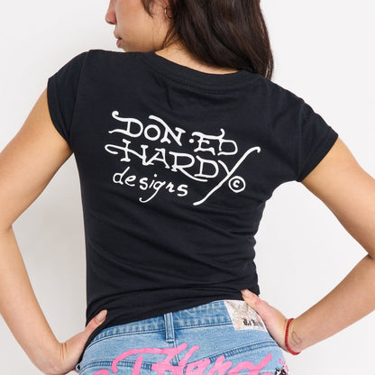Panther Dagger Cap Sleeve Tee | Women's Y2K Tee| Ed Hardy BLACK | Ed Hardy