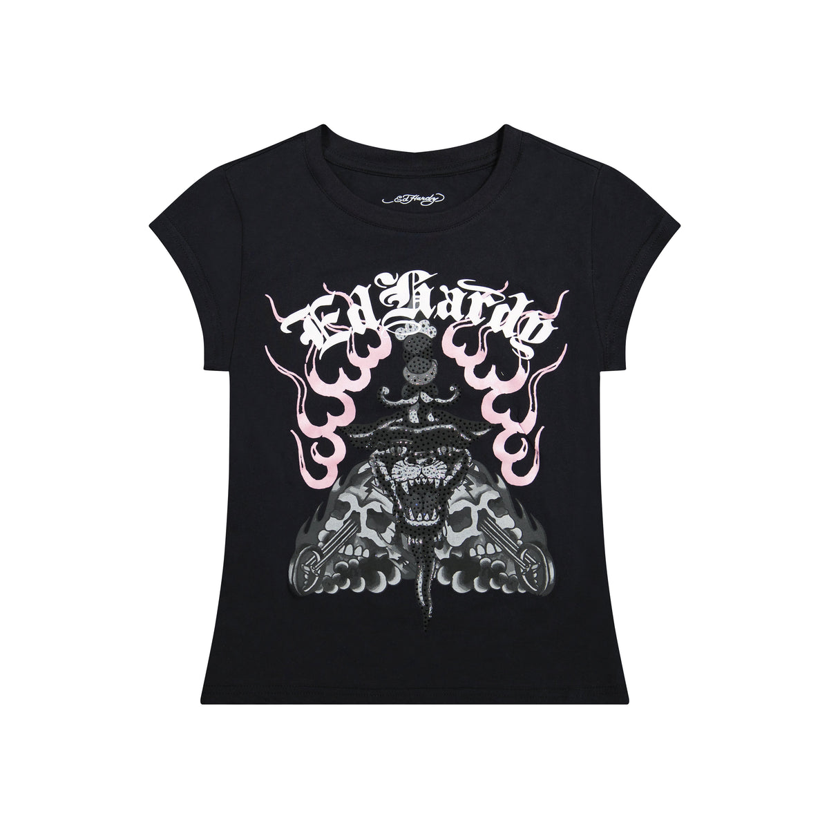Panther Dagger Cap Sleeve Tee | Women's Y2K Tee| Ed Hardy BLACK | Ed Hardy