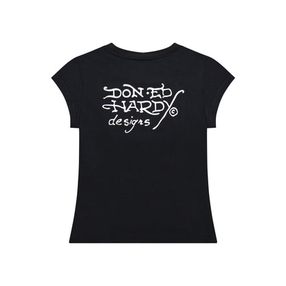 Panther Dagger Cap Sleeve Tee | Women's Y2K Tee| Ed Hardy BLACK | Ed Hardy