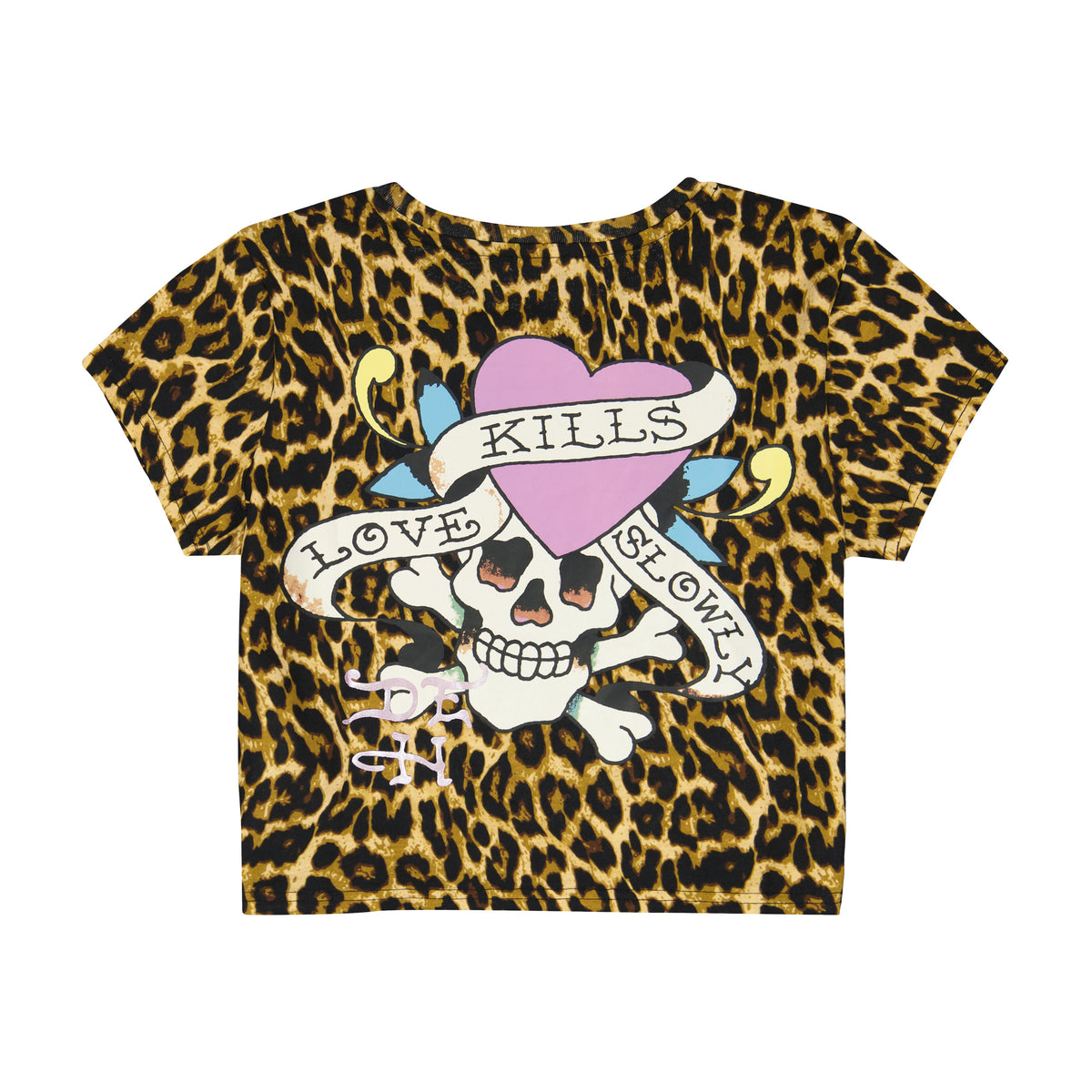 LKS Pink Skull Baby Tee | Women's Y2K Tee | Ed Hardy LEOPARD | Ed Hardy