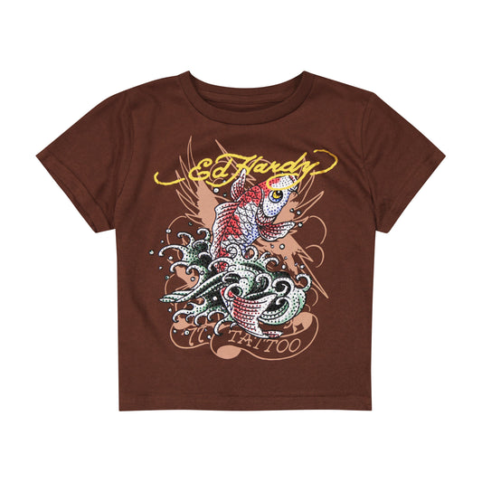 Koi Fish Baby Tee - Cocoa COCOA | Ed Hardy