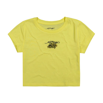 Bumblebee Embroidered Baby Tee | Women's Y2K Baby Tee | Ed Hardy LEMON | Ed Hardy